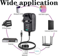12V 2A Power Supply Adapter, AC to DC Power Supply Adapter, AC/DC Converter Adapter Driver Transformer, For LED Strip Lights, CCTV Camera, Router, Audio/Video etc