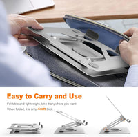 GRIFEMA Laptop Stand for Desk, Foldable Laptop Riser with 360^0 Swivel Base, Adjustable Height & Angle, Ventilated Computer Stand Compatible with MacBook Air/Pro, Dell, and 11-17" Laptops - Silver