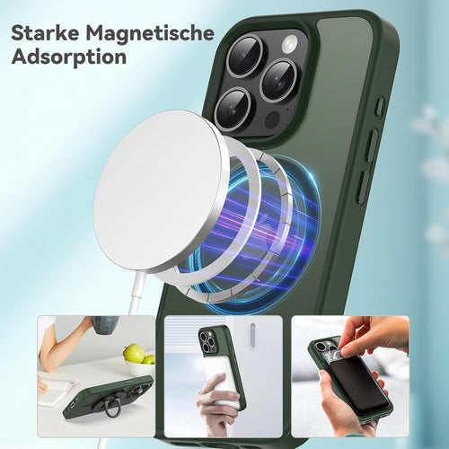 Natiiozie Magnetic Case for iPhone 15 Pro 6.1 inch Compatible with MagSafe,Translucent Matte Slim Case Shockproof Military-Grade Protection iPhone 15 Pro Cover - Green