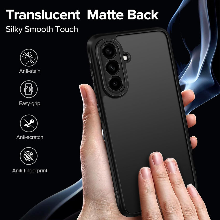 ivoler 3 in 1 Case for Samsung Galaxy A56 5G with 2 Pieces Tempered Glass,[Military Protection] Transparent Anti-Shock Protective Cover-Black