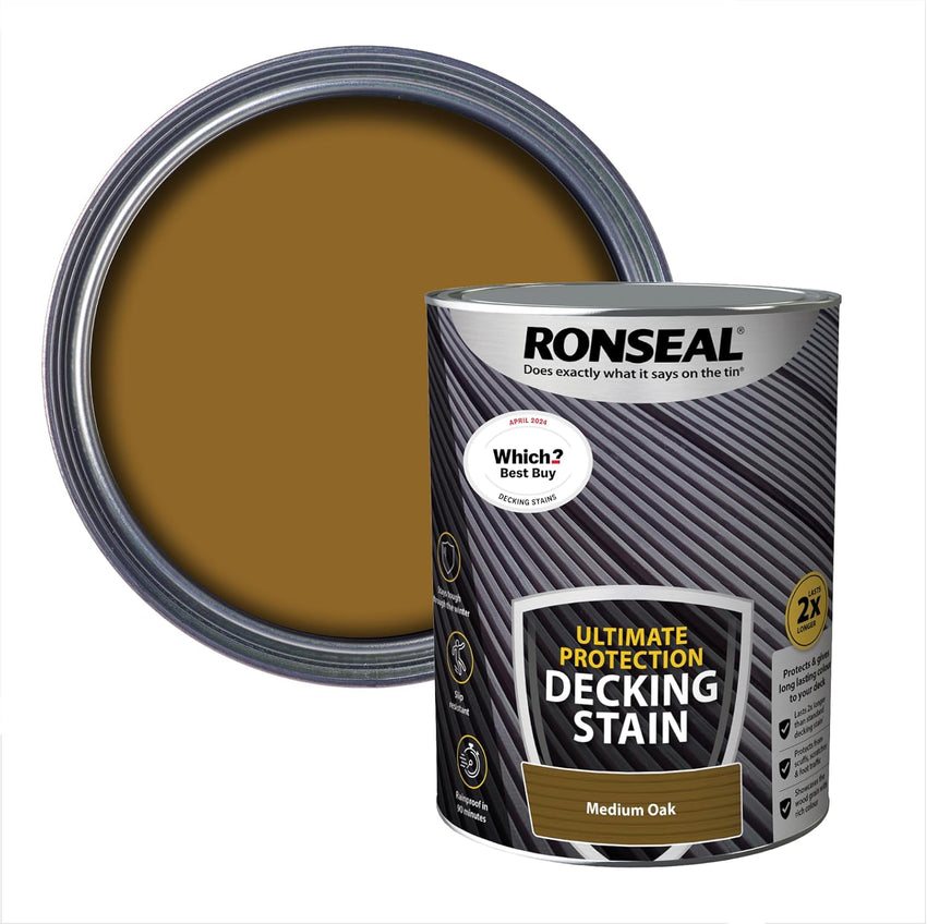 Ronseal Decking Stain Ultimate Protection Medium Oak 5L  Medium Oak