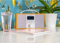 Groov-e Boston Wooden DAB & FM Digital Radio - Built-In Alarm Clock, Dynamic Range Control & Bluetooth Connectivity - LCD Display - Mains or Battery Operated - Portable Radio - 40 Preset Stations