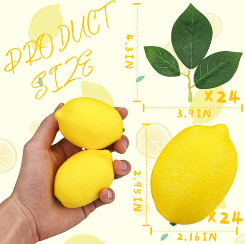 28 Artificial Yellow Lemons for Summer Party Decorations 28 Pcs