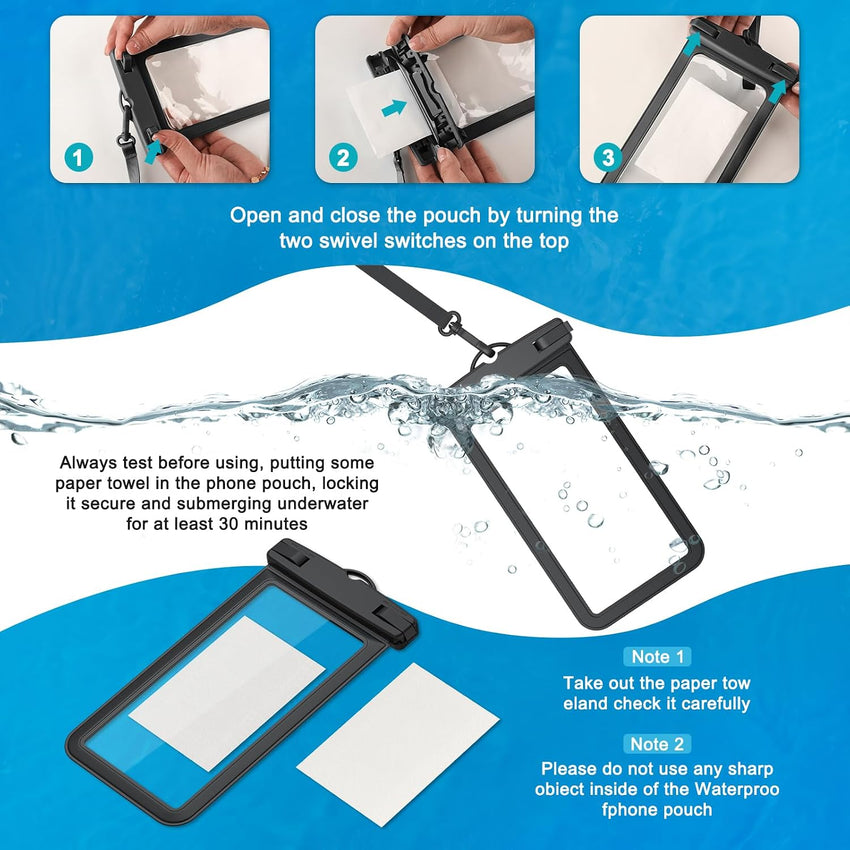 [1 Pack] Waterproof Phone Pouch Case, IPX8 Universal Waterproof Phone Casefor Swimming Dry Bag with Clip Strap for iPhone 16 15 14 13 12 11 Pro Max Plus Mini, Xs XR, Samsung S25 S24, Up to 7â