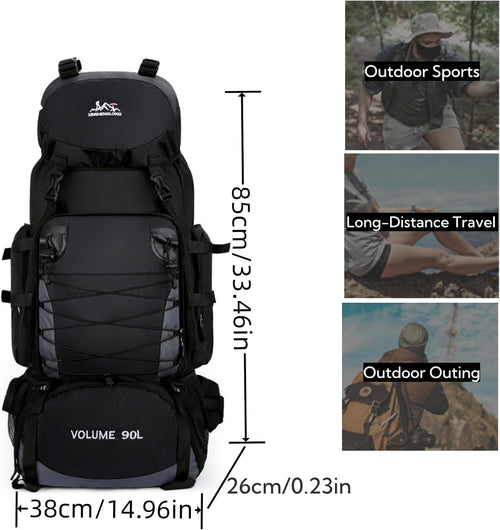 Fesky Large Waterproof Rucksack Lightweight Adjustable for Camping Hiking Ã¢ÂÂ Black 90L