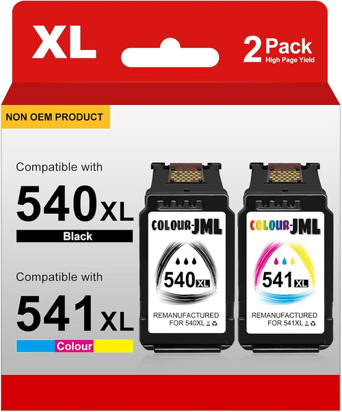 540XL 541XL Twin Pack Replacement for Canon 540 and 541 Ink Cartridges PG-540XL Black CL-541XL Colour Printer ink 540 541 XL, Compatible with Canon Pixma TS5150 TS5151 Ink Cartridges, MG3650S printer