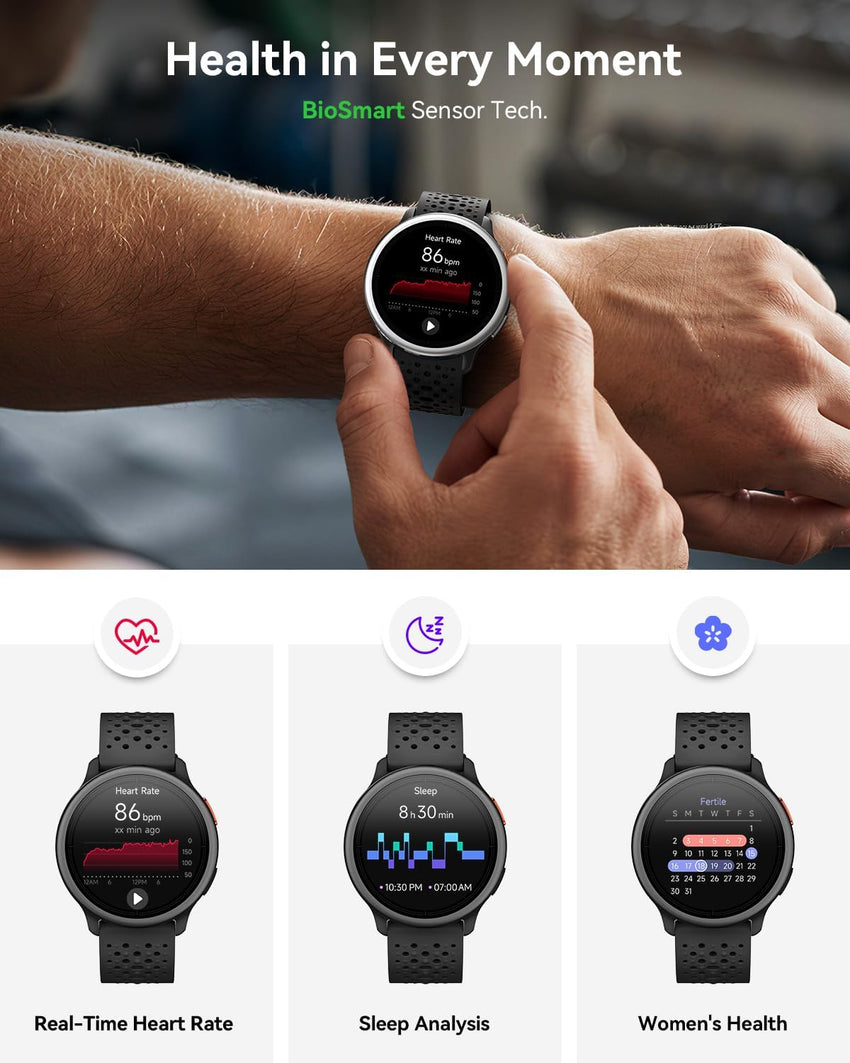 Smartwatch 1.27in Round Touch Answer/Make Calls Heart Rate Monitor for Men & Women Black