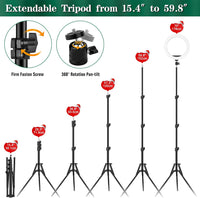 Ring Light with Tripod Stand & Phone Holder - 10 inch Selfie LED Ringlight Dimmable Desktop Lamp 40 Colors RGB Tall Circle Light for Camera Makeup Video YouTube Live Streaming Zoom Meeting