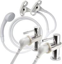 Croydex Secura Shower Head and Hose - Easy Install Push On Shower Attachment for Bath Taps with 1750mm Hose Length, Straps to Secure, Rub Clean Nozzles and Compatible with Low or High Pressure Systems