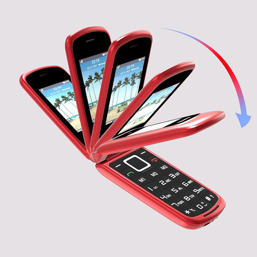 Senior Mobile Phone with Big Buttons, GSM Sim Free Unlocked Basic Cell Phones Easy to Use, Flip Phone with Dual Color Display | SOS Button | FM Radio | Torch |1000mAh Battery | Speed Dial (Red)
