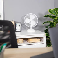 Russell Hobbs 9" Inch, Portable Desk Fan, 2 Speeds, Wide-Angled Oscillation, Quiet Operation, Perfect for Bedroom or Office, White - RHPDF0921