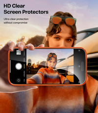 Meifigno Designed for iPhone 17 Pro Max Case 6.9", [Glitter Card & Wrist Strap] [Compatible with MagSafe] [2X HD Screen Protectors] Surround Raised Lens Protection for 17 Pro Max Case, Orange
