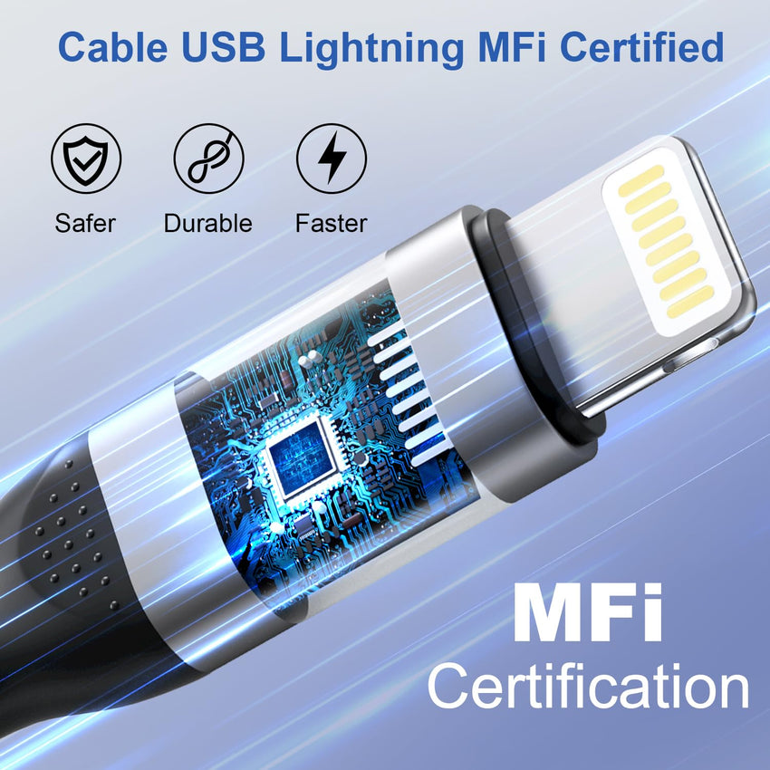 USB to Lightning MFi Certified Charger Cable 1m 2-pack Fast Charge â White