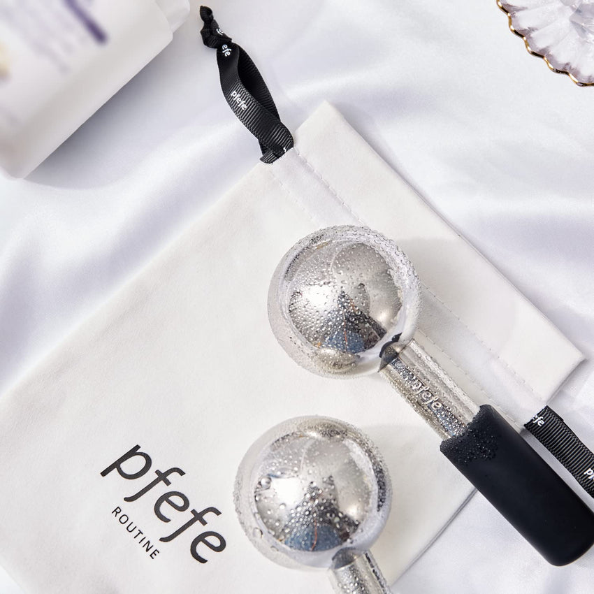 Pfefe Ice Globes for Face & Eyes, Unbreakable Stainless Steel Cryo Sticks for Beauty Routines, Facials Cold Roller Cooling Globes for Puffiness, Wrinkles, Dark Circles, Headaches