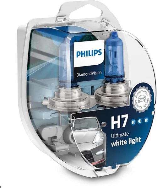 Philips Diamond Vision H7 Upgrade Car Headlight Bulbs 5000K (Twin)