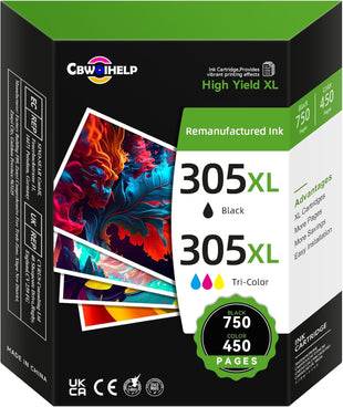 305XL Ink Cartridges Black and Colour Replacement for HP 305 Ink Cartridge, Printer Ink 305 Compatible with HP Envy 6000 6020e 6032e, DeskJet 2700 2700e 2710e 2722e 2800e 2810e 2820e (2 Pack)