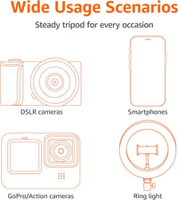 Amazon Basics Extendable Phone Tripod & Selfie Stick 162cm/64inch, with Wireless Remote Control, Black