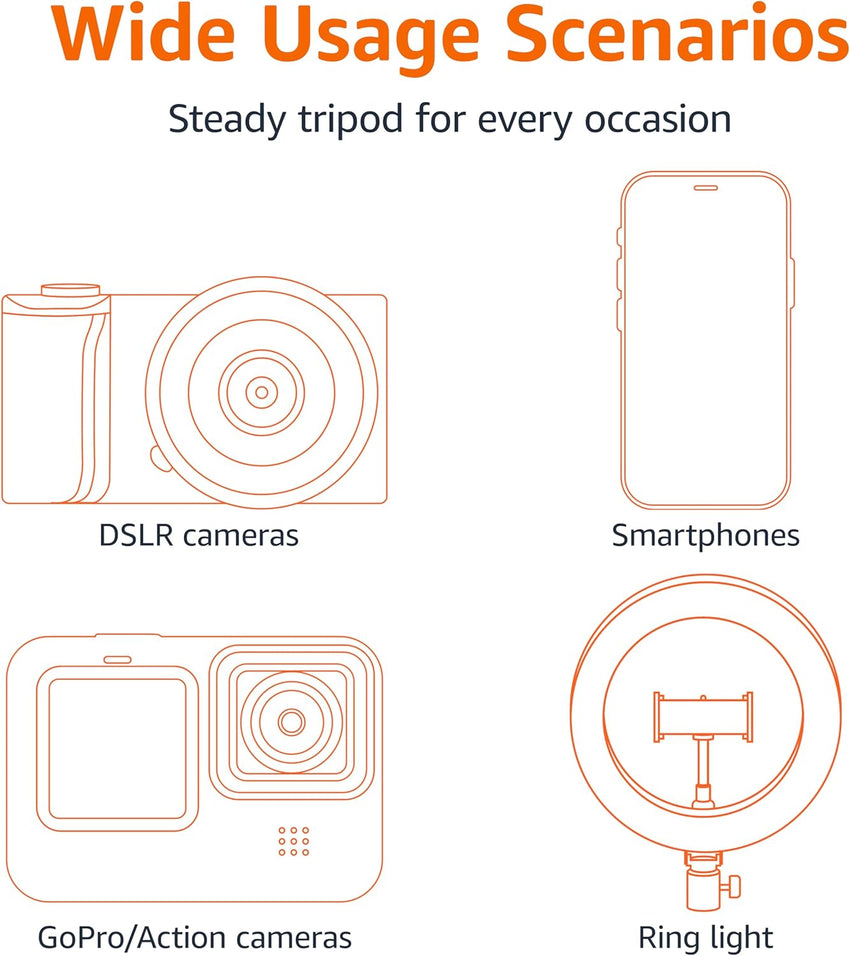 Amazon Basics Extendable Phone Tripod READ DESC & Selfie Stick 162cm/64inch, Black