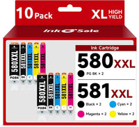 INK E-SALE 580 581 Ink Cartridges Replacement for Canon PGI-580 XXL CLI-581 XXL 10-Pack for TS6350 TS700 TS705 TS705A TR8550 TR7550 TS8350 TS8351 TS6150 TS6151 TS9550