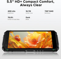 DOOGEE Fire 3 Ultra Rugged Smartphone, 8350mAh, Android 15 Mini Rugged Phone With Gemini AI, 5.5" HD+, Octa Core, 24GB+256GB Mobile Phone, 20MP Night Vision Camera, Fingerprint Unlock, NFC, IP68/IP69K
