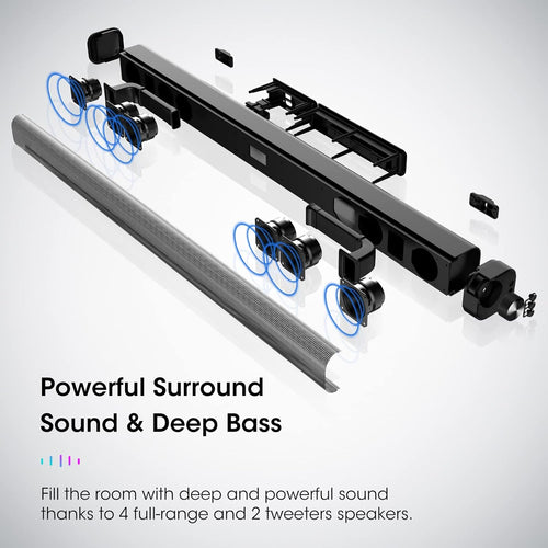 LEADSIGN Soundbar for TV, 120W Sound Bar with Subwoofer Strong Bass Surround Sound System TV Speaker 37inch(Support Bluetooth/HDMI/Optical/Aux/Coaxial/USB Connection)