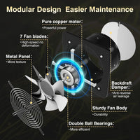 Kitchen Exhaust Fan 8 Inch 980mÂ³/h Low Noise Metal Extractor Black 200mm