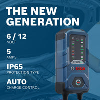 Bosch C40-Li Battery Charger 5A Trickle For 6/12V Lead-acid & LiFePO4 UK Plug