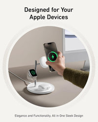 Anker 3-in-1 Wireless Charging Station, MagSafe Charger Compatible, Qi2 Certified 15W Wireless Stand, For iPhone 15/14 Series, AirPods Pro, Apple Watch Ultra (USB C Charger and Cable Included)