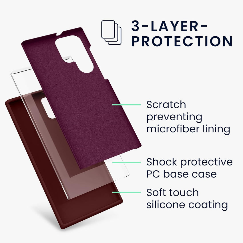kwmobile Case Compatible with Samsung Galaxy S22 Ultra Case - TPU Silicone Phone Cover with Soft Finish - Bordeaux Violet