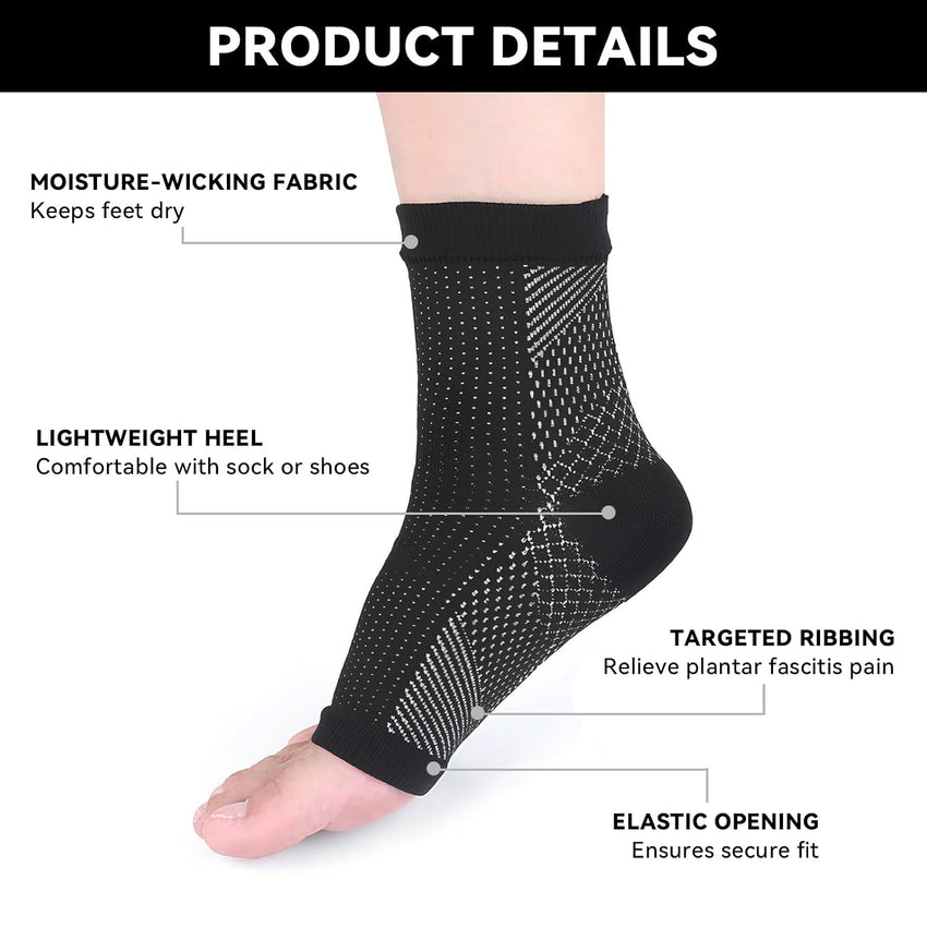 Plantar Fasciitis Compression Socks 4 Pairs Ankle Support for Neuropathy & Arthritis Ã¢ÂÂ Black L/XL