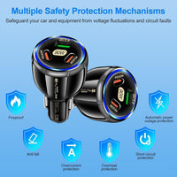 90W USB C Car Charger Adapter 3-Port Fast Car Charger Adapter, Cigarette Lighter USB Charger, Fast Car Charger Socket Compatible with iPhone, Android, Samsung Galaxy