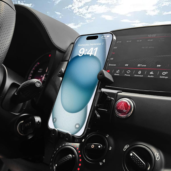 KUNGKIC For FIAT 500 2008-2023 Abarth 595 2012-2023 Car Phone Holder Adjustable Car Phone Holder Accessories Interior 360°Rotation Zinc Alloy ABS