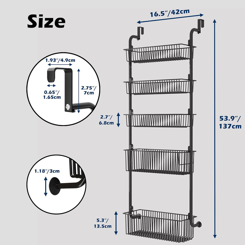 COVAODQ Over Door Spice Rack, 10-Tier, Pantry Organizer Metal Hanging Storage