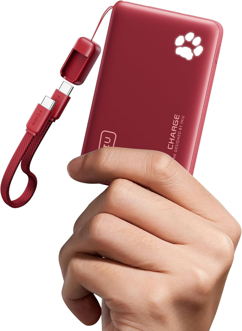 INIU 10000mAh Power Bank 45W PD Ultra Slim Fast Charger with USB-C â Red