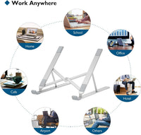 BONTEC Portable Laptop Stands for 10-17.3 inch Laptops Tablet, 7 Levels Height Adjustment Aluminum Laptop Computer Riser, Ventilated Cooling Desktop Laptop Holder Supports up to 20KG