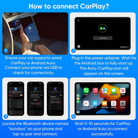 MYPIN Wireless CarPlay Adapter, Android Auto Wireless Adapter, Plug & Play Video Adapter, Built-in Netflix YouTube, Support TF Card, Cable USB A/C, Compatible with iOS 10+/Android 11+