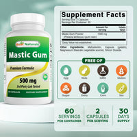 2 Pack - Best Naturals Mastic Gum Capsules 500 mg - 60 Count - (Non-GMO) (Gluten Free) - Promotes Healthy Stomach & Duodenal Health - (Total 120 Capsules)