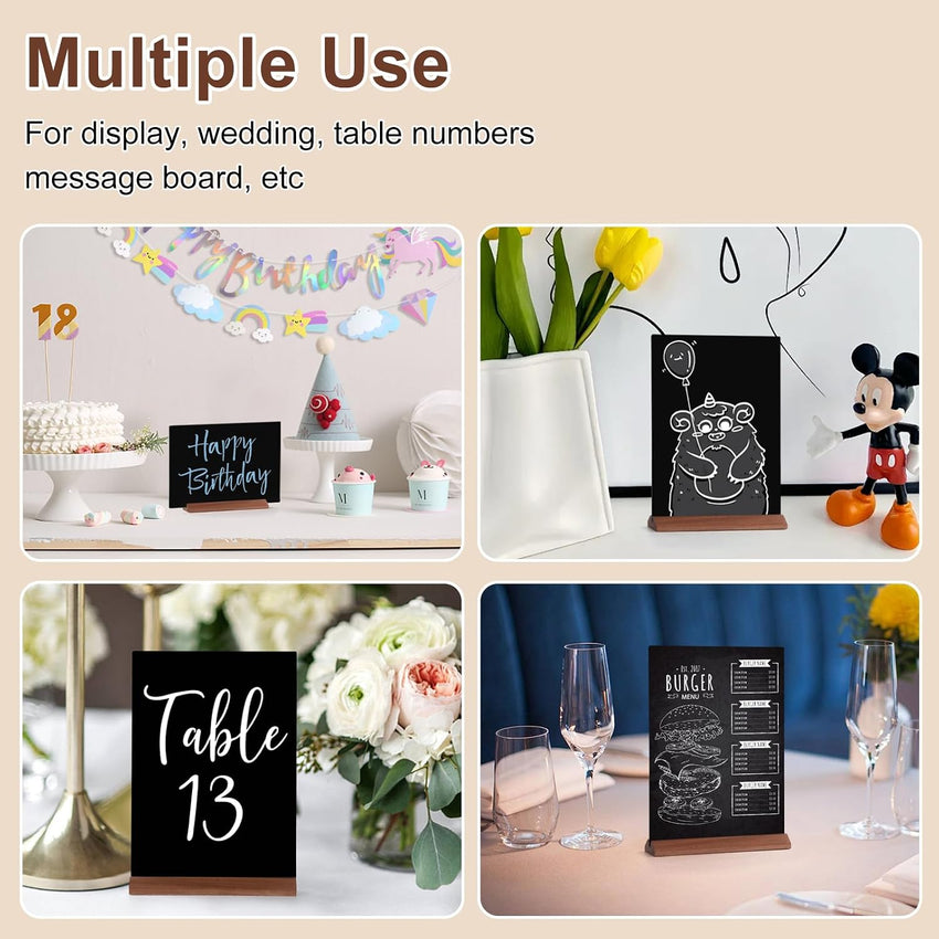 Chalkboard Table Signs 3-Pack with Stands Black A5