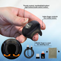 Wireless Trackball Finger Ring Mouse 2.4G & Bluetooth Rechargeable for PC/Android/Mac â Black