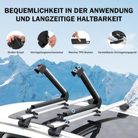 Ski Roof Rack Aluminium for 2 Pairs of Skis or 2 Snowboards with Lock & Padding â Silver