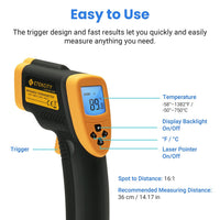 Etekcity Laser IR Thermometer Non-Contact -50Â°C 750Â°C Lasergrip 800 battery included Yellow/Black