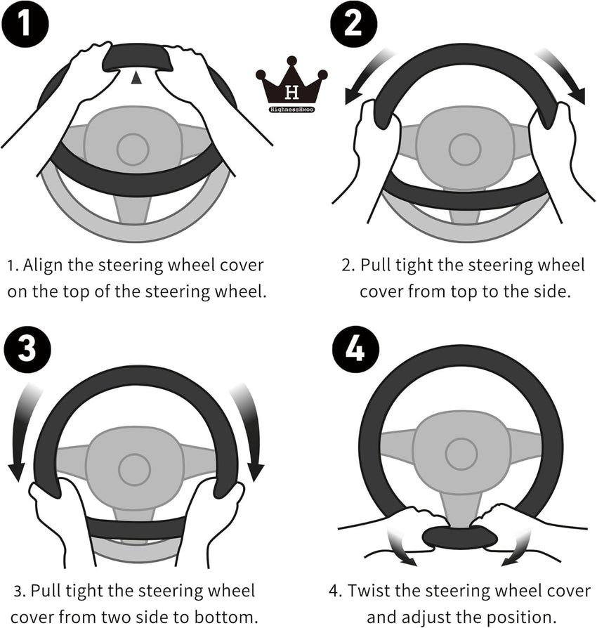 Steering Wheel Cover 39-41cm Anti-Slip Faux Leather Carbon Fibre Massage Grip â White