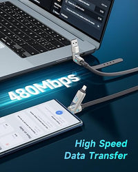 KALINI 4-in-1 USB Type-C Fast Charging Cable, 240W, LED, Lightning 1M White PD 3.1