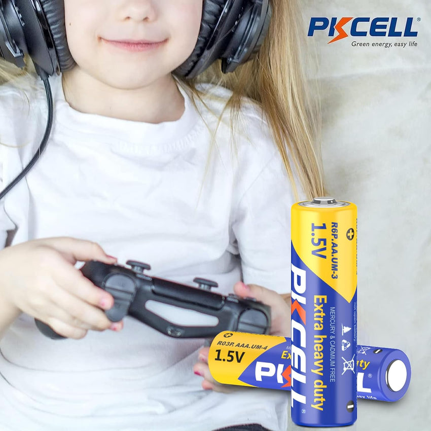 PKCELL 24 x AA & AAA Batteries, 1.5V Carbon AA AAA Combo pack Batteries for Keyboards Clocks Remote Controls, 48 Pack