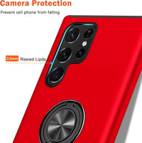 KRAFTCARE for Samsung S22 Ultra Case with Kickstand Ring, Upgrade Shockproof and Anti Scratch 360^0 Magnetic Ring Holder Stand Protective Phone Case Cover for Samsung Galaxy S22 Ultra - Red