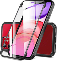 DOSNTO Double Sided Clear Case for iPhone 11 (6.1''), Front and Back Full Body 360 Shockproof Drop Protection Phone Case Built-in Tempered Glass Screen Protector Rugged Phone Cover, Dark Green