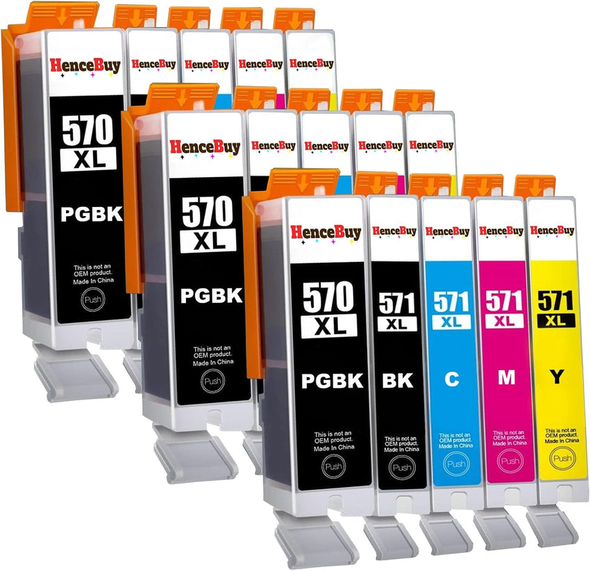15 pack 570 571XL CLI 571XL Ink Cartridges Compatible for Canon 570 571