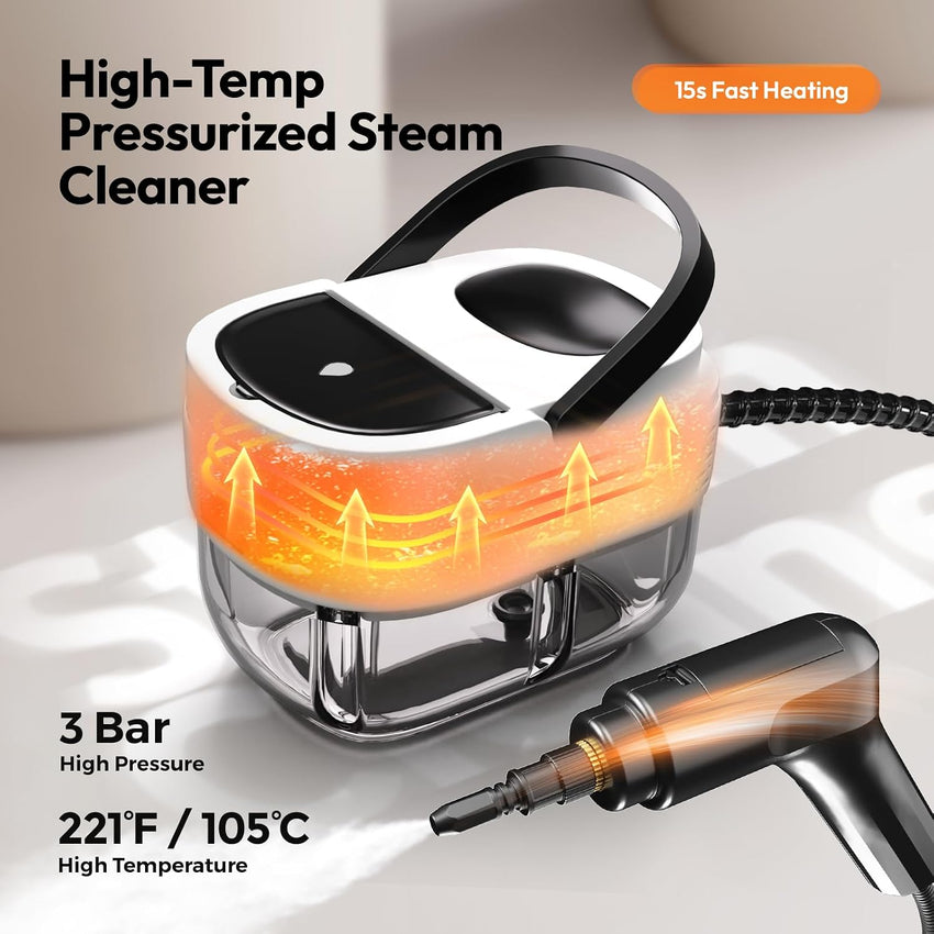 Handheld Steam Cleaner 3-Grade Adjustable Handle Portable White