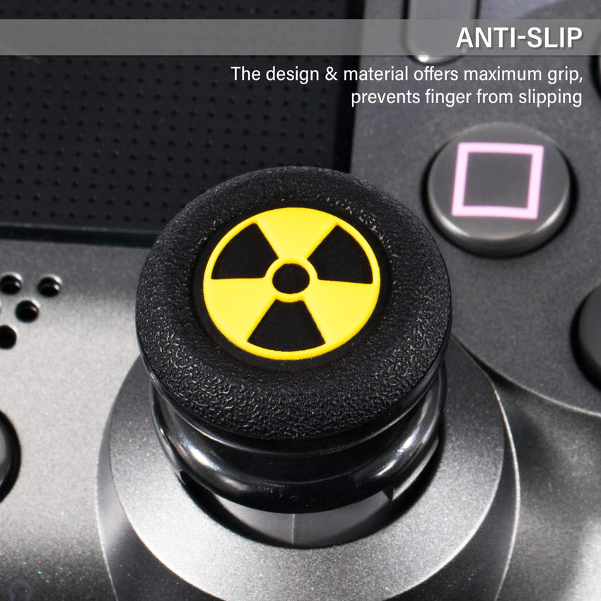 FPS Thumbstick Extender & 3D Texture Rubber Silicone Grip Cover 2 Sets for PS5 Dualsenese & PS4 Controller (Radiation Black)