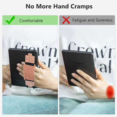CoBak Secure Hand Strap for Kindle and Tablets - Versatile and Lightweight Finger Grip Holder for 6-7.5" Kindle/Kobo/Voyaga/Lenovo/Sony E-Book Tablet - High Elasticity, Black